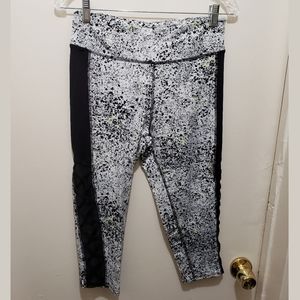 Black and White Dotted Capris With Mesh Sides